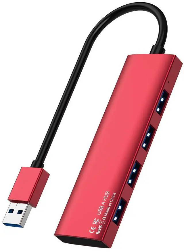 Main image of Aluminum 4-Port Multiple USB A Splitter for PC/Laptop/Desktop