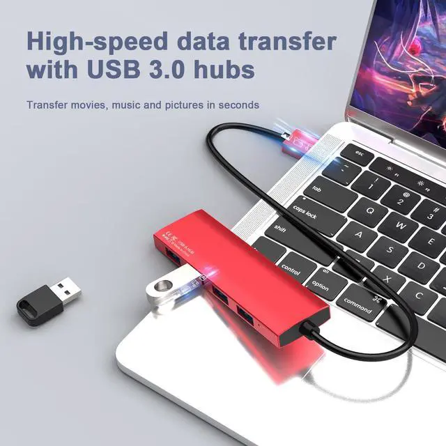 Alt view image 4 of 7 - Aluminum 4-Port Multiple USB A Splitter for PC/Laptop/Desktop
