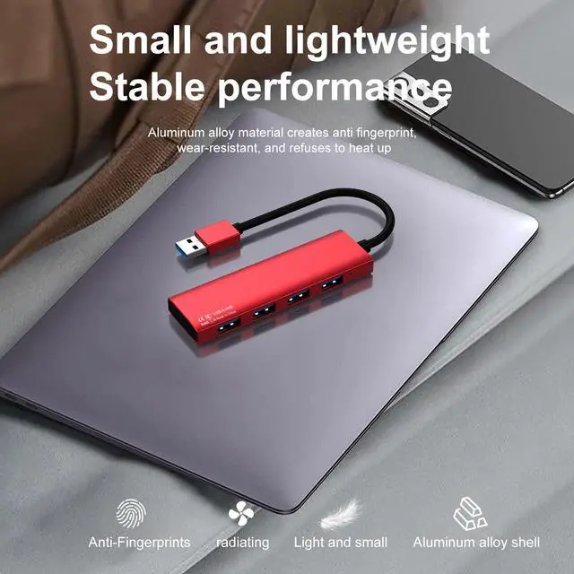 Alt view image 6 of 7 - Aluminum 4-Port Multiple USB A Splitter for PC/Laptop/Desktop