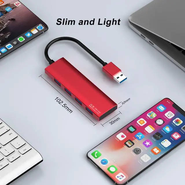 Alt view image 7 of 7 - Aluminum 4-Port Multiple USB A Splitter for PC/Laptop/Desktop