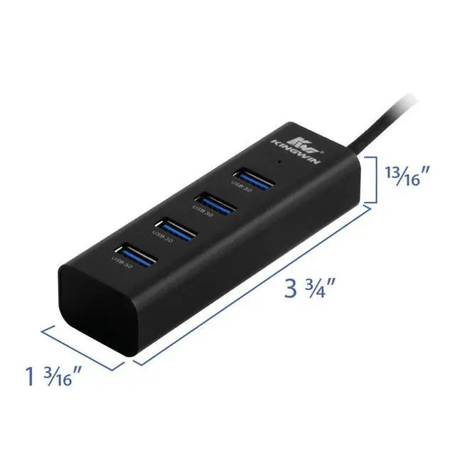 Alt view image 2 of 6 - USB Hub 4 Port USB 3.0 Data Hub Aluminum for Mobile SSD, MacBook, Mac Pro/Mini, iMac, Chromebook, Surface Pro, USB Flash Drives, Notebook PC, XPS, and More (KWZ-400-BK)