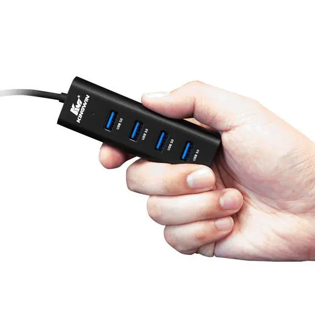 Alt view image 5 of 6 - USB Hub 4 Port USB 3.0 Data Hub Aluminum for Mobile SSD, MacBook, Mac Pro/Mini, iMac, Chromebook, Surface Pro, USB Flash Drives, Notebook PC, XPS, and More (KWZ-400-BK)