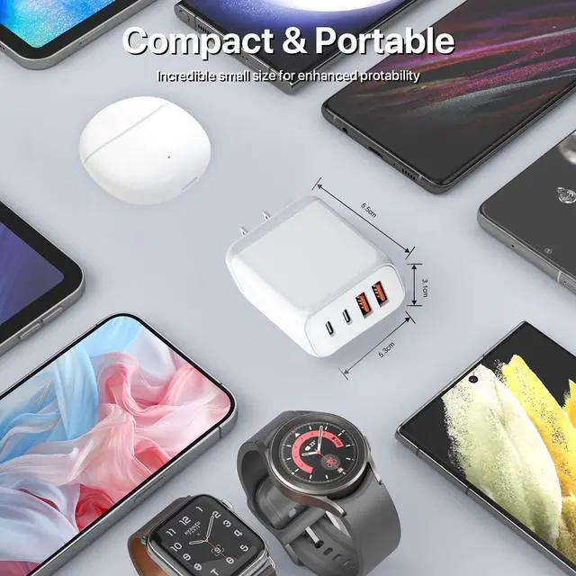 Alt view image 6 of 7 - USB C Charger Block, 4-Port Fast Charging Block with Type C Cable Cord Wall Chargers Plug Compatible with iPhone 17/16/16 Plus/16 Pro/16 Pro Max/15/15 Plus/15 Pro/15 Pro Max
