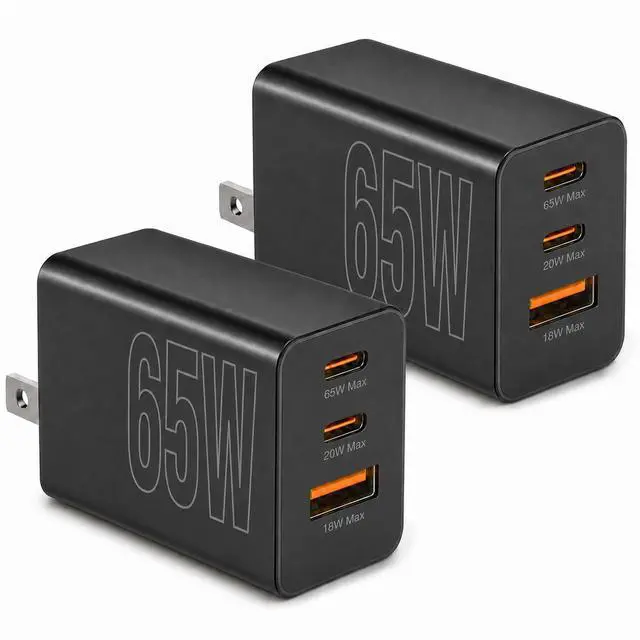 Main image of 3-Port 65W USB C Charger, 2-Pack PD Quick 3.0 Charger for Galaxy S26 Ultra
