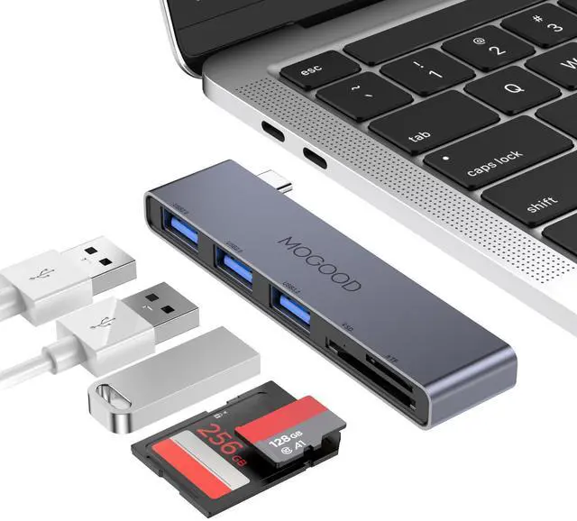Main image of USB C Hub, MacBook Adapter, 5-in-1 Multiport USB C Dock with 1 USB 3.0 & 2 USB 2.0 Ports, SD/TF Card Reader, Aluminum Portable Laptop Adapter for MacBook Pro/Air, XPS, Chromebook