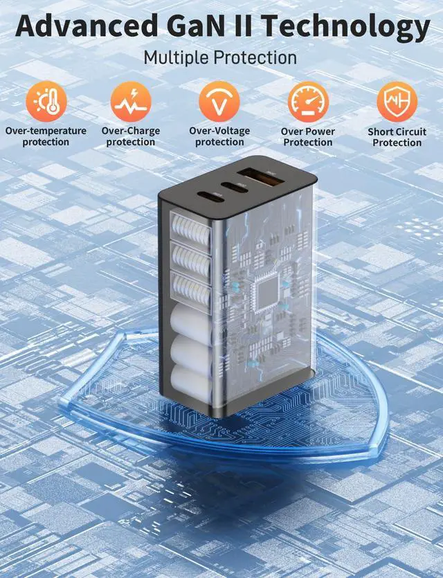 Alt view image 6 of 7 - 2Pack USB C Charger Block 100W,3-Port Super Fast Charging Wall Adapter
