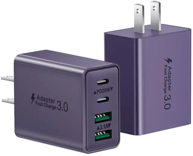 Main image of USB C Charger Block, 2-Pack 40W USB C Fast Charging Block 4-Port Dual PD+QC Power Adapter Double USBC Charger Block Multiport Type C Cube Wall Plug for iPhone 16 15 14 13 12 11 Pro Max, Samsung