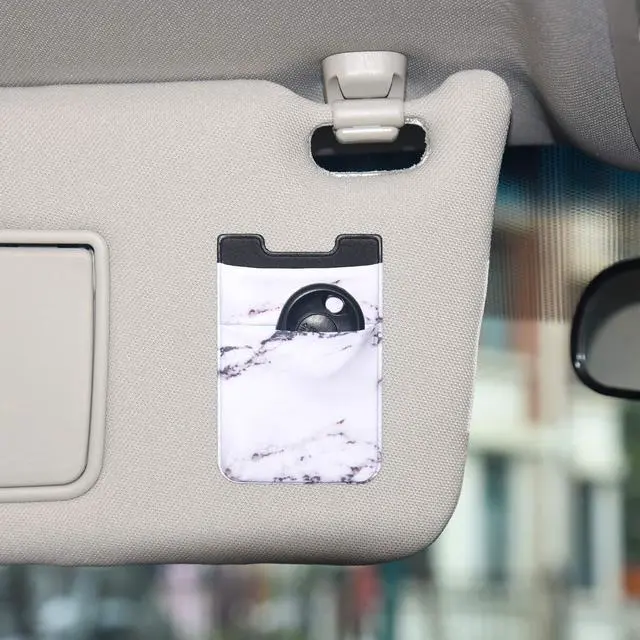 Alt view image 7 of 7 - 6 Pieces Phone Card Pocket Holder Stretchy Spandex Wallet Pocket Marble Pattern Double Pouch Credit Card ID Case Pouch Sleeve Adhesive Sticker Phone Wallet for Most Smartphones