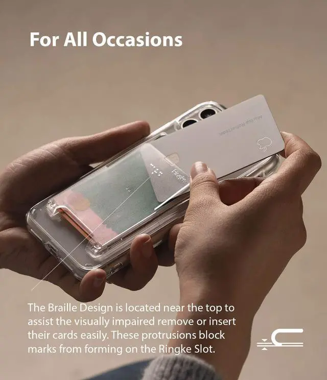 Alt view image 2 of 7 - Slot Card Holder (2 Pack) Designed for Smartphones, Adhesive Stick On Wallet Case Minimalist Slim Hard Premium Credit Card Cash Sleeve - Clear Mist