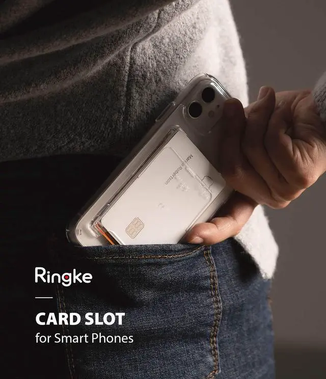 Alt view image 3 of 7 - Slot Card Holder (2 Pack) Designed for Smartphones, Adhesive Stick On Wallet Case Minimalist Slim Hard Premium Credit Card Cash Sleeve - Clear Mist