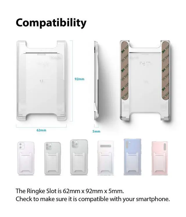 Alt view image 6 of 7 - Slot Card Holder (2 Pack) Designed for Smartphones, Adhesive Stick On Wallet Case Minimalist Slim Hard Premium Credit Card Cash Sleeve - Clear Mist