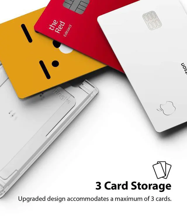 Alt view image 7 of 7 - Slot Card Holder (2 Pack) Designed for Smartphones, Adhesive Stick On Wallet Case Minimalist Slim Hard Premium Credit Card Cash Sleeve - Clear Mist