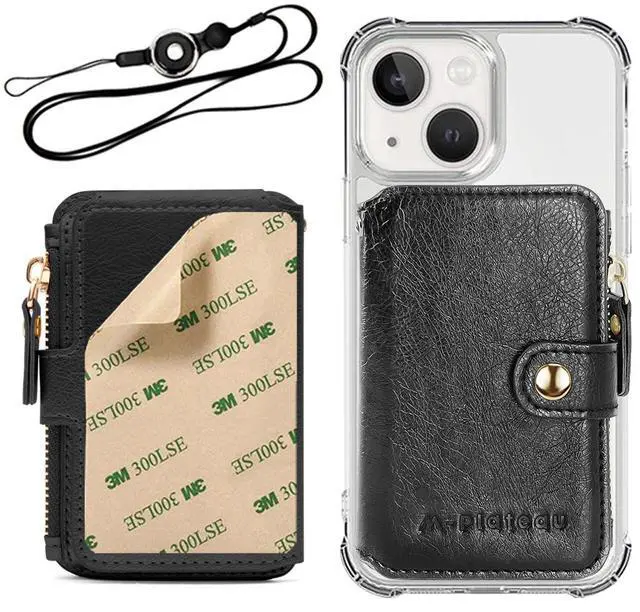 Main image of Phone Wallet Stick On with Adhesive and Removable Lanyard