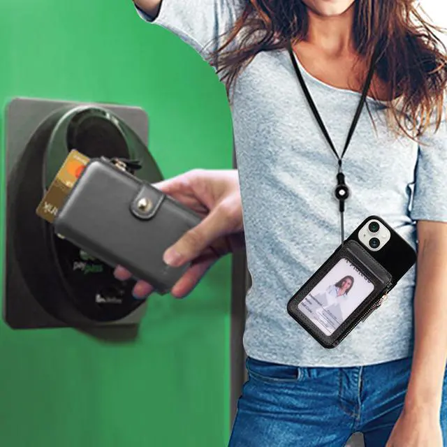 Alt view image 6 of 7 - Phone Wallet Stick On with Adhesive and Removable Lanyard