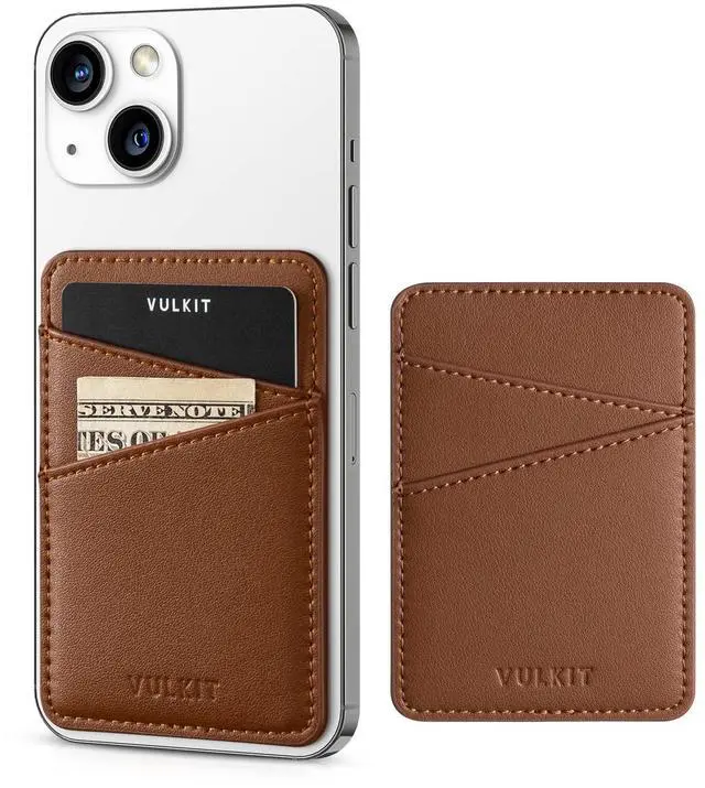 Main image of Phone Card Holder Wallet Leather Adhesive Pocket RFID Blocking Credit Card Sleeves Stick Back of Phone Smartphones