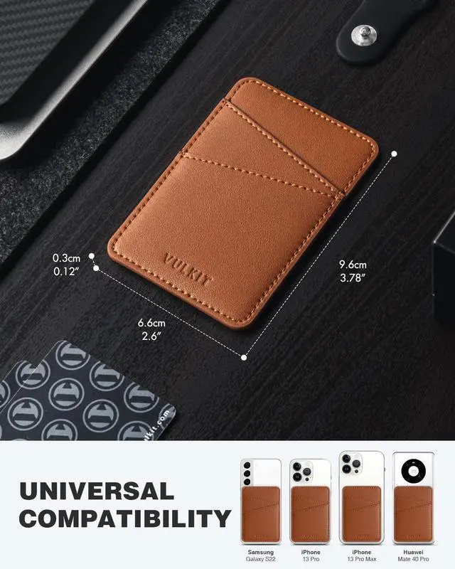 Alt view image 4 of 7 - Phone Card Holder Wallet Leather Adhesive Pocket RFID Blocking Credit Card Sleeves Stick Back of Phone Smartphones