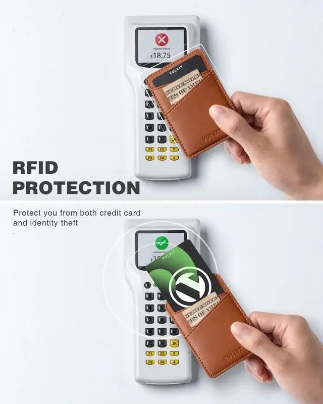 Alt view image 3 of 7 - Phone Card Holder Wallet Leather Adhesive Pocket RFID Blocking Credit Card Sleeves Stick Back of Phone Smartphones