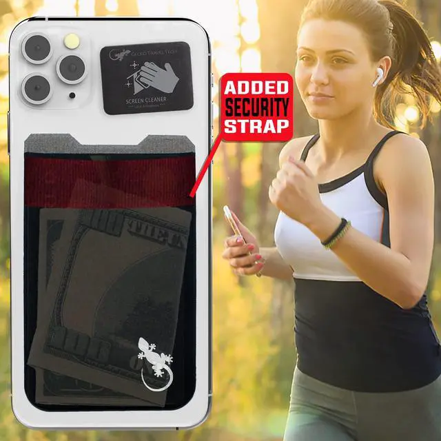 Alt view image 3 of 7 - A Card Holder Phone Wallet Stick on - Credit Card Holders Universal to Any Cell Phone - BLACK WHITE