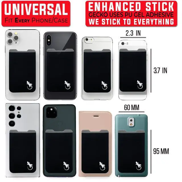 Alt view image 4 of 7 - A Card Holder Phone Wallet Stick on - Credit Card Holders Universal to Any Cell Phone - BLACK WHITE