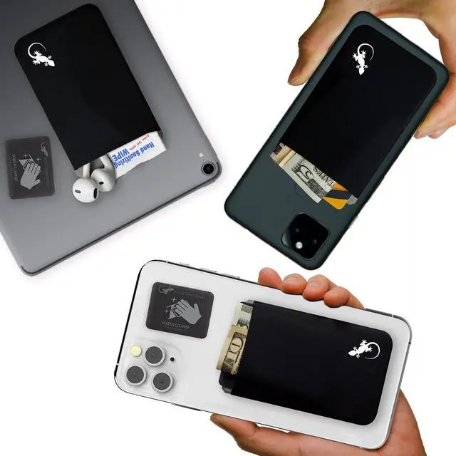 Alt view image 2 of 7 - A Card Holder Phone Wallet Stick on - Credit Card Holders Universal to Any Cell Phone - BLACK WHITE