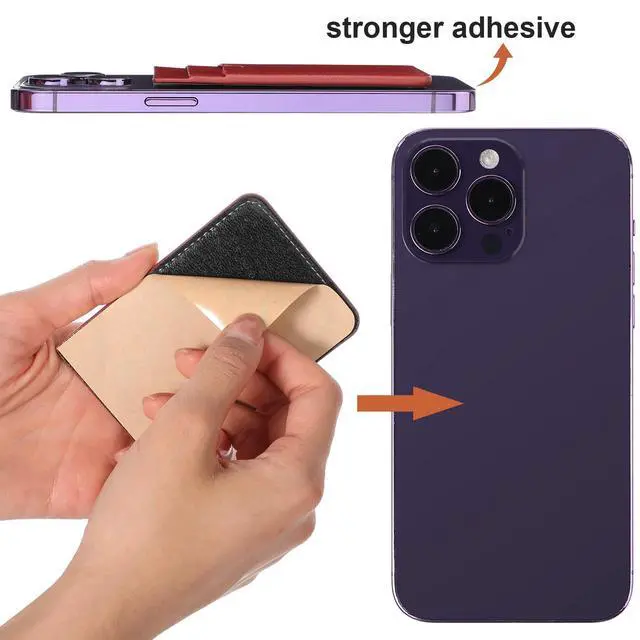 Alt view image 4 of 7 - 6 Pcs Phone Wallet Rfid PU Leather Stick on Wallet Phone Card Holder for Case Check ID Business Card Credit Cards Compatible Works with Most Smartphones 2.6 x 3.8 in(Solid,Colorful)