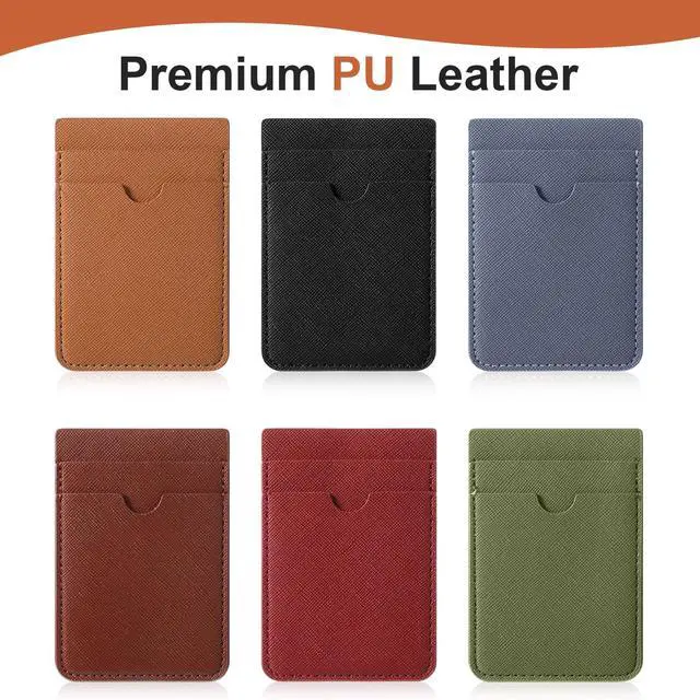 Alt view image 3 of 7 - 6 Pcs Phone Wallet Rfid PU Leather Stick on Wallet Phone Card Holder for Case Check ID Business Card Credit Cards Compatible Works with Most Smartphones 2.6 x 3.8 in(Solid,Colorful)