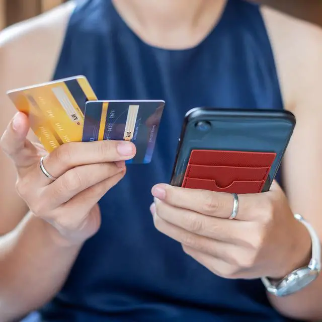 Alt view image 7 of 7 - 6 Pcs Phone Wallet Rfid PU Leather Stick on Wallet Phone Card Holder for Case Check ID Business Card Credit Cards Compatible Works with Most Smartphones 2.6 x 3.8 in(Solid,Colorful)
