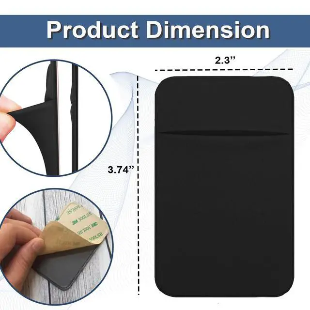 Alt view image 3 of 6 - Key Holder Wallet, 2PCS Key Sleeve, Stretchy Keys Organizer Slim Card Holder Back of Phone (Black)