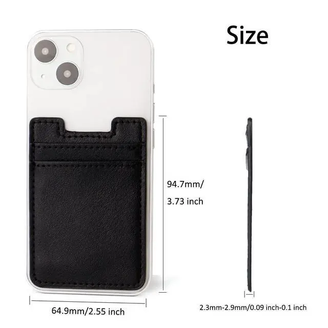 Alt view image 4 of 6 - 2Pack Phone Card Holder,Leather Phone Wallet Adhesive Stick On Credit Card Pocket for Back of Phone Case iPhone and Android-Black