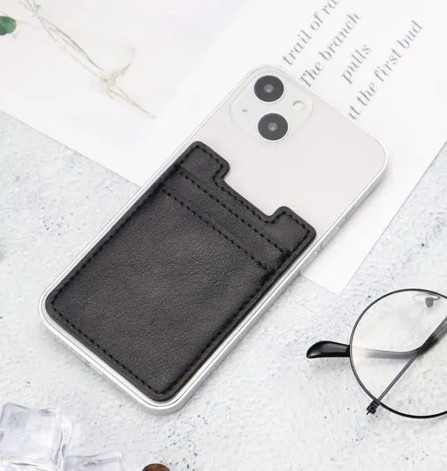 Alt view image 6 of 6 - 2Pack Phone Card Holder,Leather Phone Wallet Adhesive Stick On Credit Card Pocket for Back of Phone Case iPhone and Android-Black