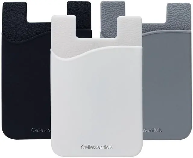 Main image of USA Merchant Redesigned Card Holder - Silicone Stick on Cell Phone Wallet with Pocket for Credit Card ID Business Card - iPhone Android & Smartphones (Black, White, Grey)