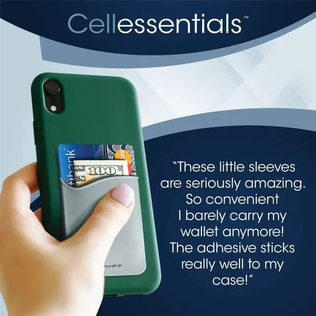 Alt view image 4 of 7 - USA Merchant Redesigned Card Holder - Silicone Stick on Cell Phone Wallet with Pocket for Credit Card ID Business Card - iPhone Android & Smartphones (Black, White, Grey)