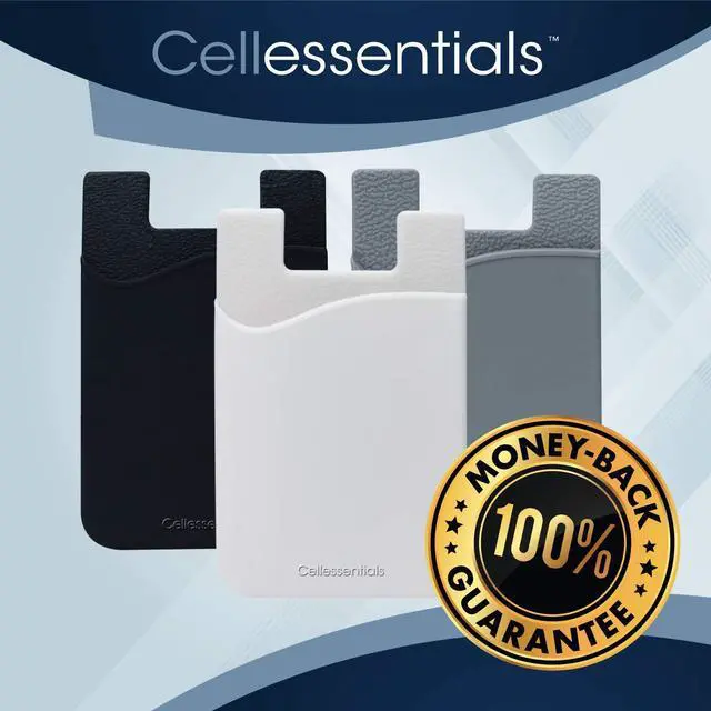 Alt view image 7 of 7 - USA Merchant Redesigned Card Holder - Silicone Stick on Cell Phone Wallet with Pocket for Credit Card ID Business Card - iPhone Android & Smartphones (Black, White, Grey)