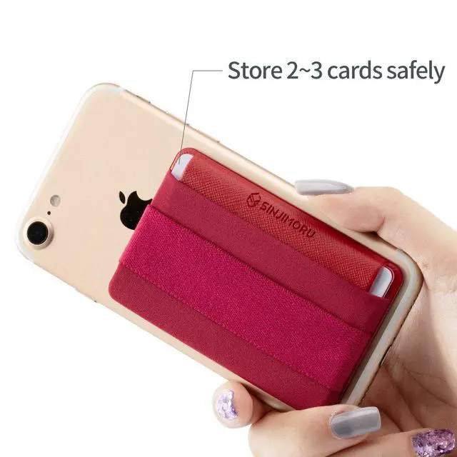 Alt view image 3 of 7 - Phone Grip Card Holder with Flap, Phone Wallet Stick on, Black