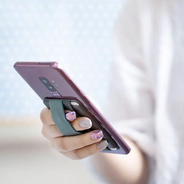 Alt view image 2 of 7 - Phone Grip Card Holder with Flap, Phone Wallet Stick on, Black