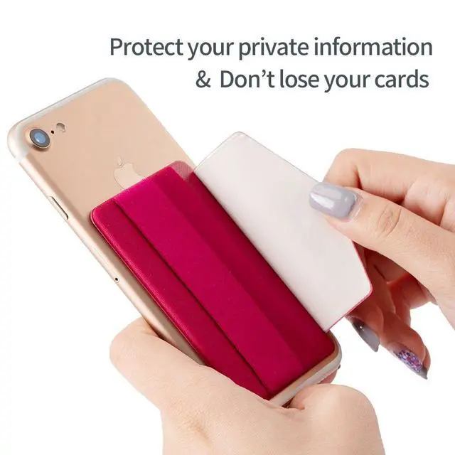 Alt view image 5 of 7 - Phone Grip Card Holder with Flap, Phone Wallet Stick on, Black