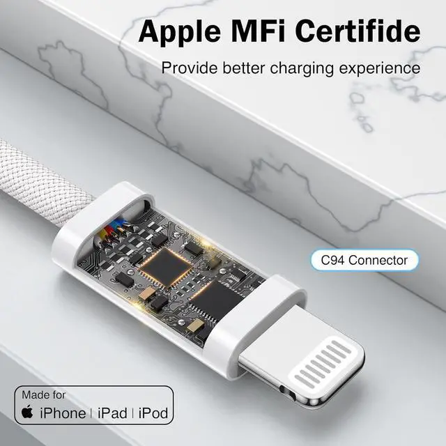 Alt view image 2 of 7 - USB-A to Lightning Cable 3.3FT Fast Woven Charging Cord for Apple iPhone 14/13/12/11 XR XS X 8 7 6, iPad 9/8/7/6th, Carplay Charger Cord