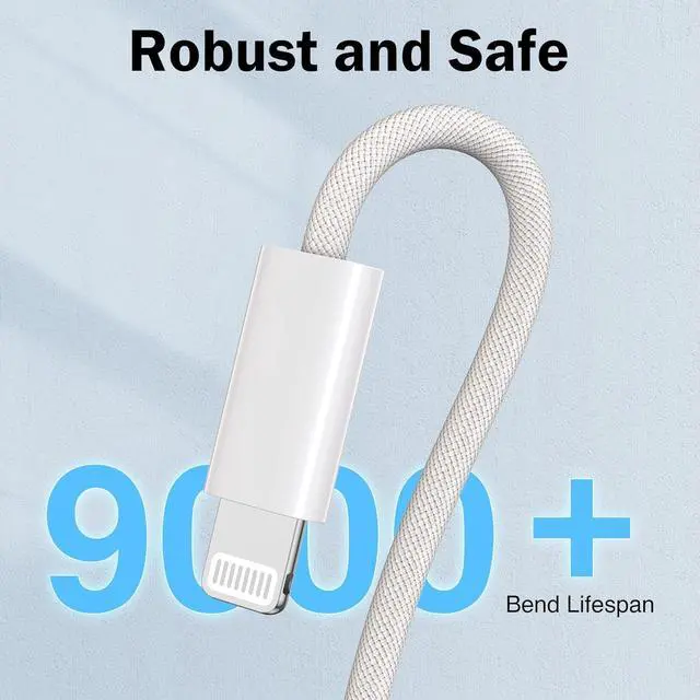 Alt view image 3 of 7 - USB-A to Lightning Cable 3.3FT Fast Woven Charging Cord for Apple iPhone 14/13/12/11 XR XS X 8 7 6, iPad 9/8/7/6th, Carplay Charger Cord