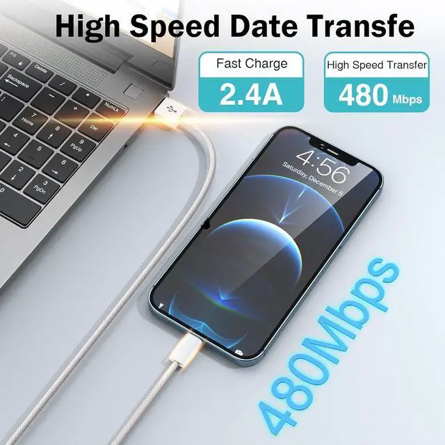 Alt view image 5 of 7 - USB-A to Lightning Cable 3.3FT Fast Woven Charging Cord for Apple iPhone 14/13/12/11 XR XS X 8 7 6, iPad 9/8/7/6th, Carplay Charger Cord