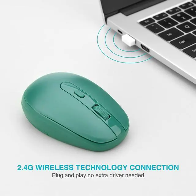 Alt view image 4 of 6 - Wireless Mouse RM700 2.4G Silent Computer Mouse with USB Nano Receiver for Laptop,PC,Mac,Chromebook,Windows (Green)