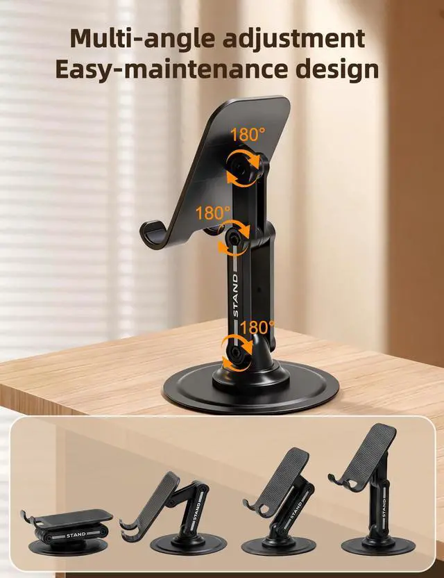 Alt view image 3 of 7 - 360° Rotating Adjustable Desk Phone Stand with Carbon Steel Base