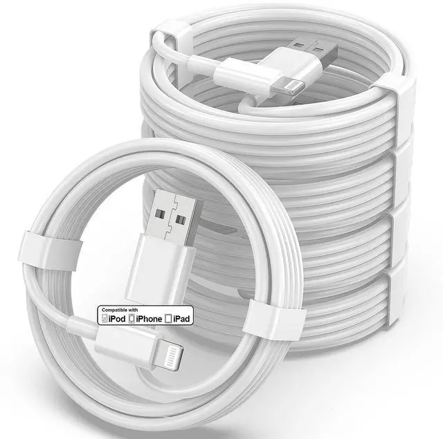 Main image of 5-Pack USB to Lightning Cable, MFi Certified iPhone Charger, 3FT White