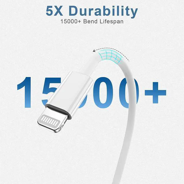Alt view image 3 of 7 - 5-Pack USB to Lightning Cable, MFi Certified iPhone Charger, 3FT White