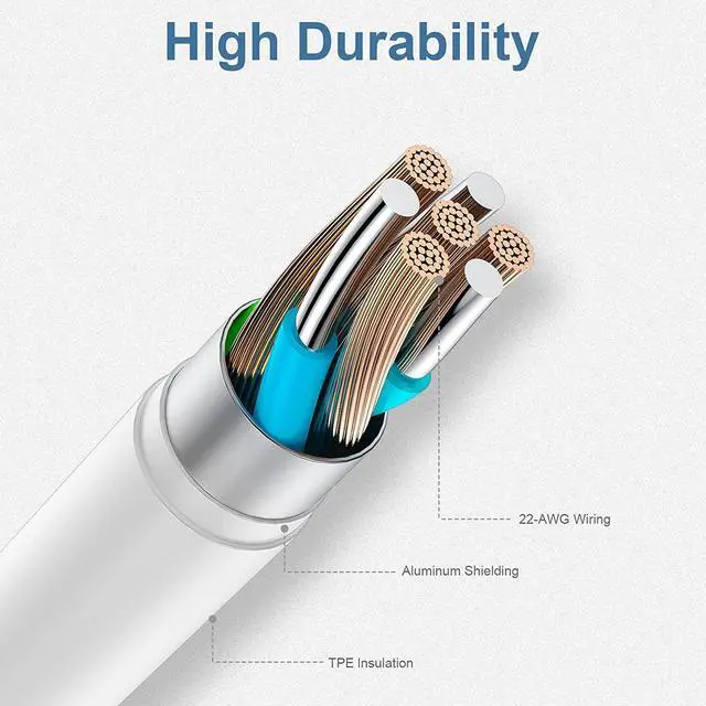 Alt view image 5 of 7 - 5-Pack USB to Lightning Cable, MFi Certified iPhone Charger, 3FT White