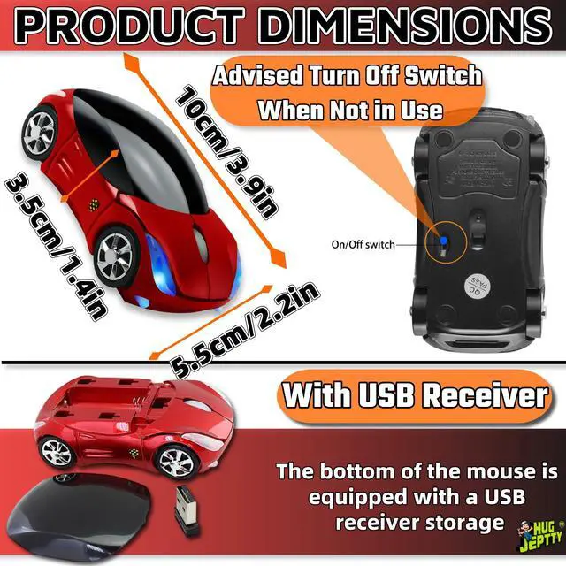 Alt view image 3 of 6 - Cute Mouse Wireless Red1600DPI 2.4G with USB Reciver Car Mouse for Computer Wireless Computer Mouse Wireless USB Wireless Mouse for Laptop Computer Tablet for Windows for Mac OSRed