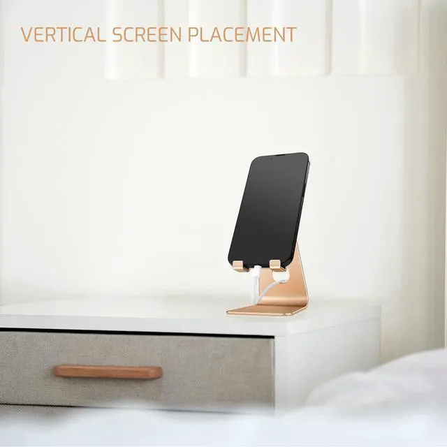Alt view image 6 of 7 - Gold Foldable Aluminum Alloy Cell Phone Holder,Tabletop Metal Phone Stand with Adjustable Angle by Swivel Axis,Smartphone Cradle