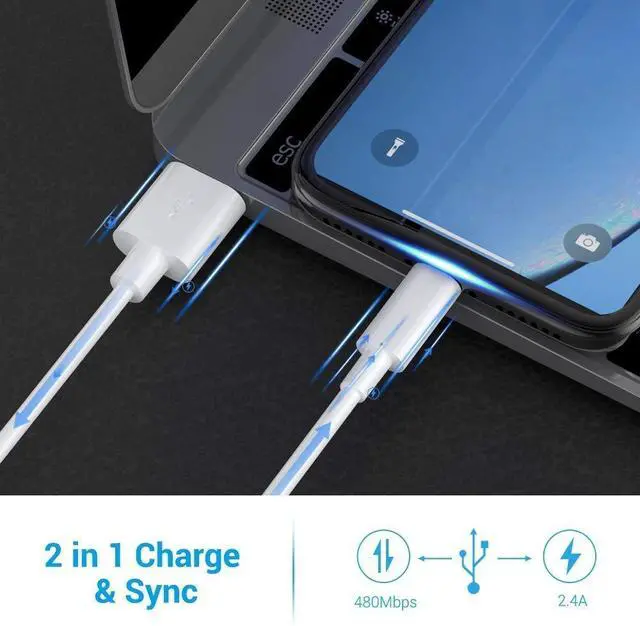 Alt view image 2 of 5 - Cable MFi Certified - iPhone Charger 3Pack 6FT Lightning to USB A Charging Cable Cord Compatible with iPhone 14 13 12 Mini Pro Max SE 11 Xs Max XR X 8 7 6 Plus 5S iPad Pro Airpods - White