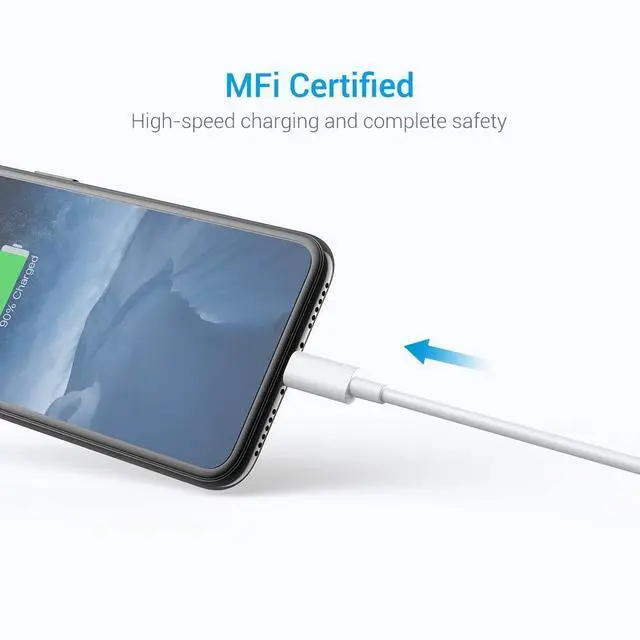 Alt view image 3 of 5 - Cable MFi Certified - iPhone Charger 3Pack 6FT Lightning to USB A Charging Cable Cord Compatible with iPhone 14 13 12 Mini Pro Max SE 11 Xs Max XR X 8 7 6 Plus 5S iPad Pro Airpods - White