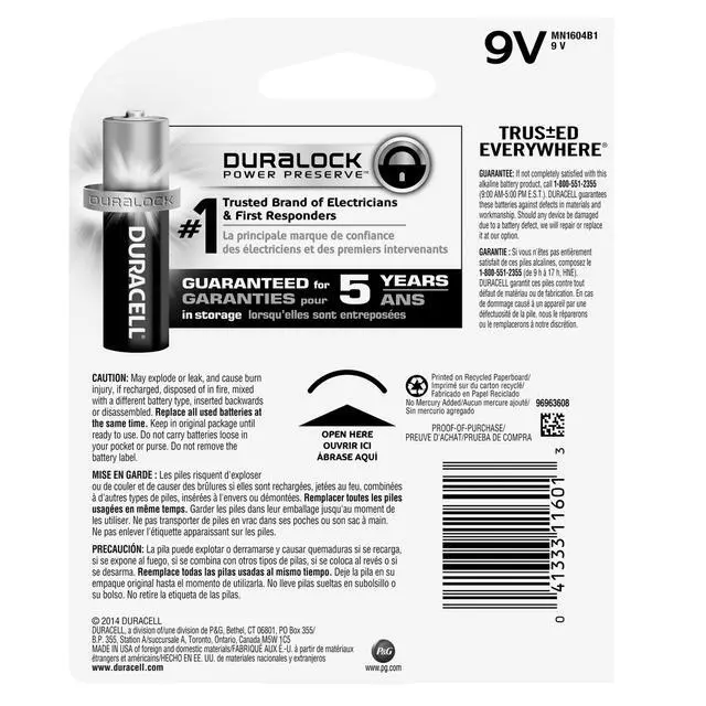 Alt view image 2 of 5 - Alkaline 9V Battery, 1 Count