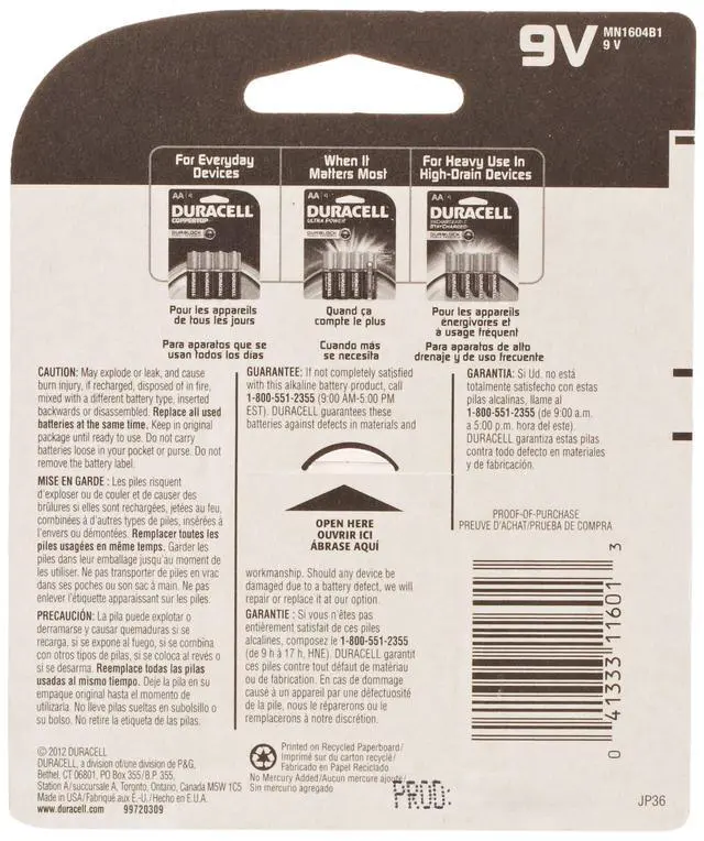 Alt view image 5 of 5 - Alkaline 9V Battery, 1 Count